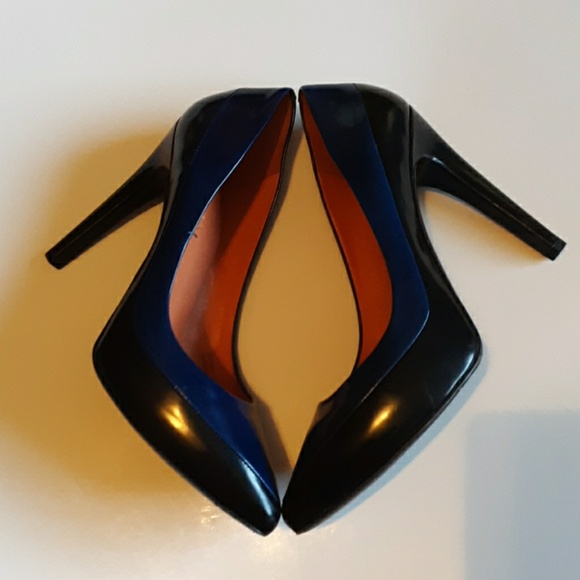 VIA SPIGA Stiletto black & blue heels size 8 1/2M - Picture 3 of 8